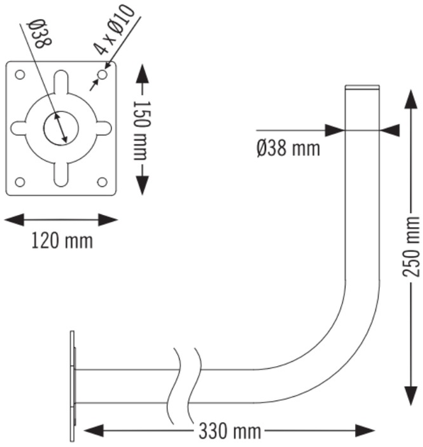 Wspornik antenowy DPM ścienny kolanowy 330 x 250 mm (WS-38330) (5906881179093) - obraz 4