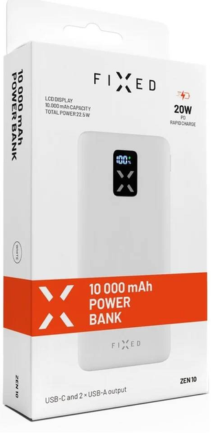 УМБ Fixed Zen USB-C PD 20W 10.000 mAh Білиий (FIXZEN-10-BK) - зображення 4