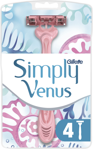 Одноразові станки для гоління жіночі Simply Venus 3 4 шт (7702018024636) - зображення 1