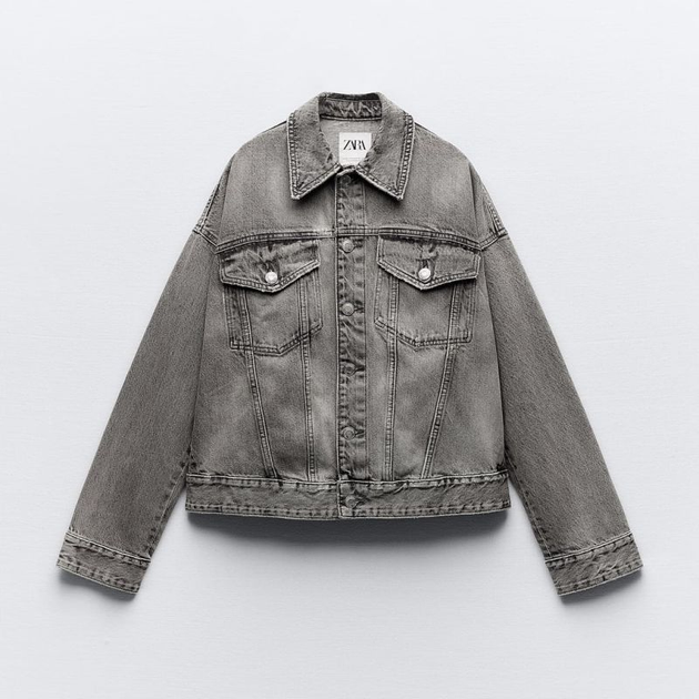 Джинсовая куртка женская Zara 546070940 XL-XXL Серая (1159797377) – в ...