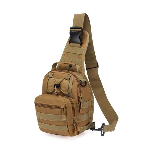 Тактична чоловіча сумка армійська борсетка однолямкова колір Койот. - зображення 2