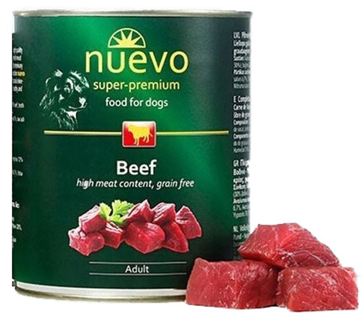 Вологий корм для дорослих собак Nuevo Beef Adult з яловичиною 800 г (4250231595042) - зображення 1