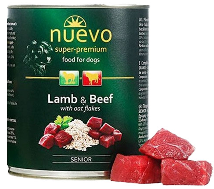 Вологий корм Nuevo Lamb and Beef Senior з бараниною та яловичиною для літніх собак 800 г (4250231595127) - зображення 1