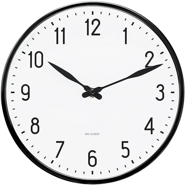Настінний годинник Arne Jacobsen Station Black (43633) - зображення 1