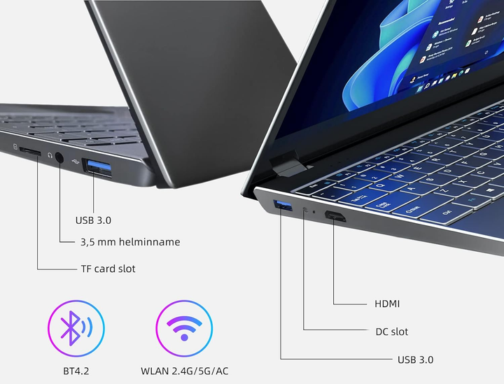 Ноутбук 15.6" Morostron LeadBook T7 Plus Intel Celeron Quad N5095 RAM 16GB SSD 256GB Windows 11 металевий корпус - зображення 3