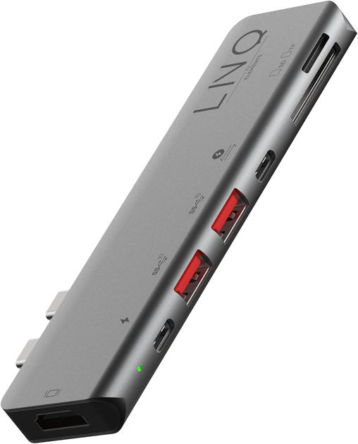 Hub USB Linq 7-w-2 TB Pro Multiport USB-C 10 Gbps Silver (LQ48012) - obraz 1
