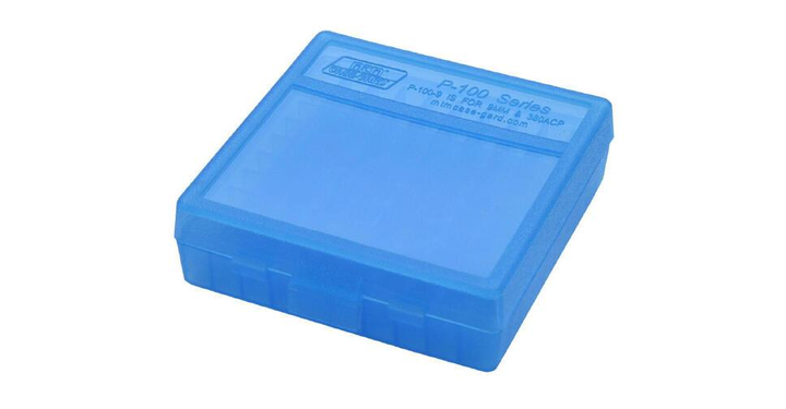 Коробка для набоїв MTM кал. 9мм; 380 ACP. Кількість – 100 шт. Колір блакитний - зображення 1