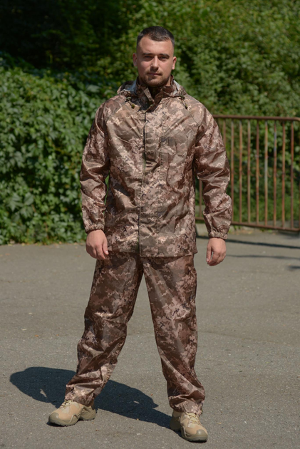 Костюм мужской - Дождевик Куртка Брюки пиксель / Водозащитный Комплект S - изображение 1