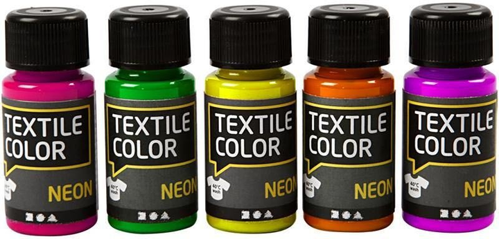 Zestaw farb do tkanin Creativ Company Neon 5 x 50 ml (5707167903742) - obraz 1