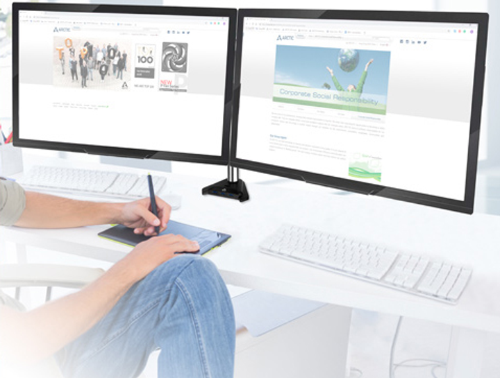 Uchwyt biurkowy do dwóch monitorów Arctic Z2 Pro Black (AEMNT00050A) - obraz 9
