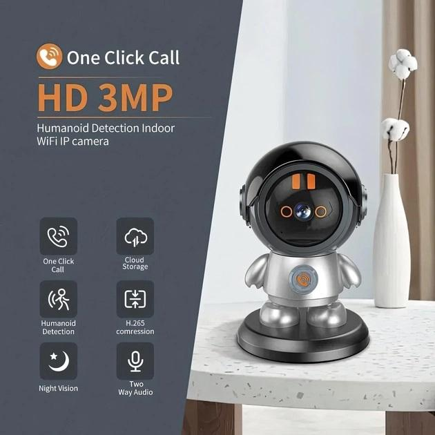 Поворотная беспроводная Wi-Fi видеокамера 3MP видеоняня Робот с датчиком движения 355 градусов UKC HD Smart Camera ART 8936 - изображение 2