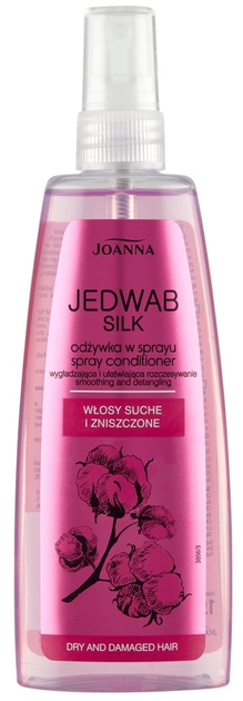 Odżywka w sprayu Joanna Jedwab do włosów suchych i zniszczonych wygładzająca 150 ml (5901018005924) - obraz 1