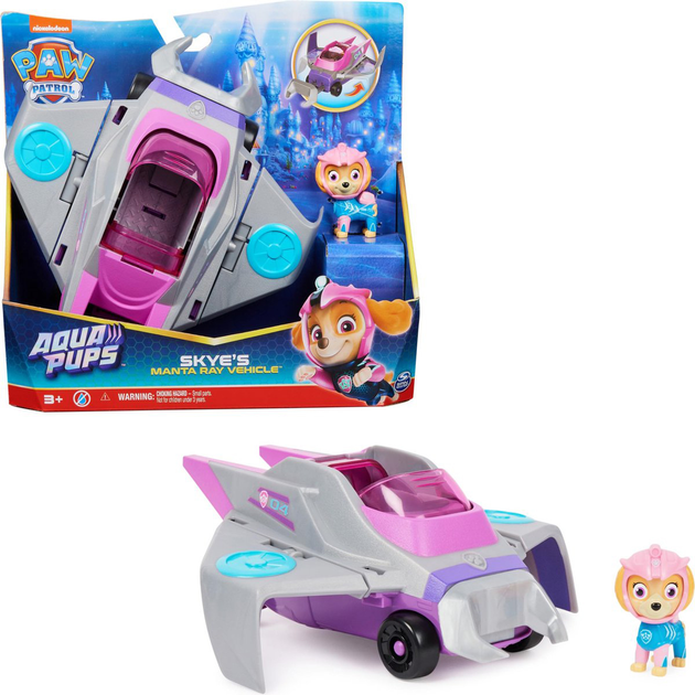 Samochód Spin Master Paw Patrol Aqua Pups Skye's Manta Ray Vehicle z figurką (0778988446690) - obraz 2