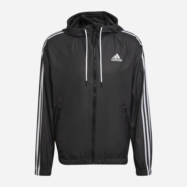 Kurtka wiatrówka sportowa męska Adidas Bsc 3S Wind Jkt H65776 M Czarna (4065423944917) - obraz 1