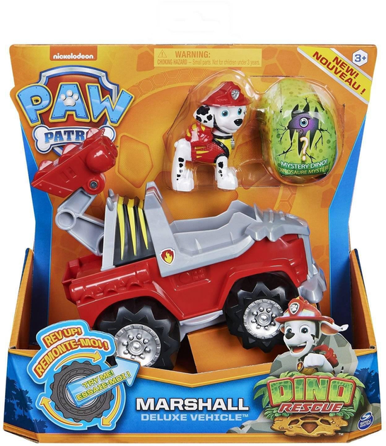 Samochód Spin Master Paw Patrol Dino Rescue Marshall Deluxe Vehicle z figurką (0778988305522) - obraz 1