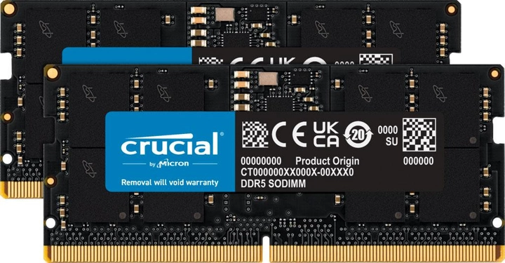 Оперативна пам'ять Micron Crucial DDR5-4800 SODIMM 32GB Kit (16GBx2) PC5-38400 (CT2K16G48C40S5) - зображення 1