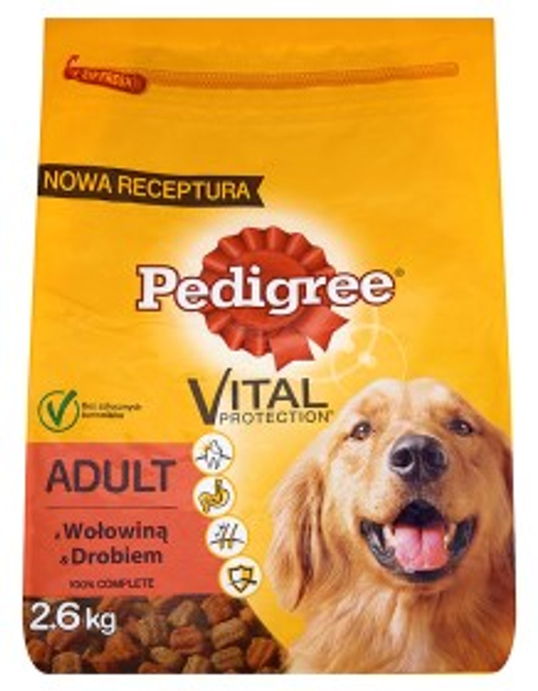 Sucha karma dla psów Pedigree Adult z wołowiną i drobiem 2.6 kg (5900951263316) - obraz 1