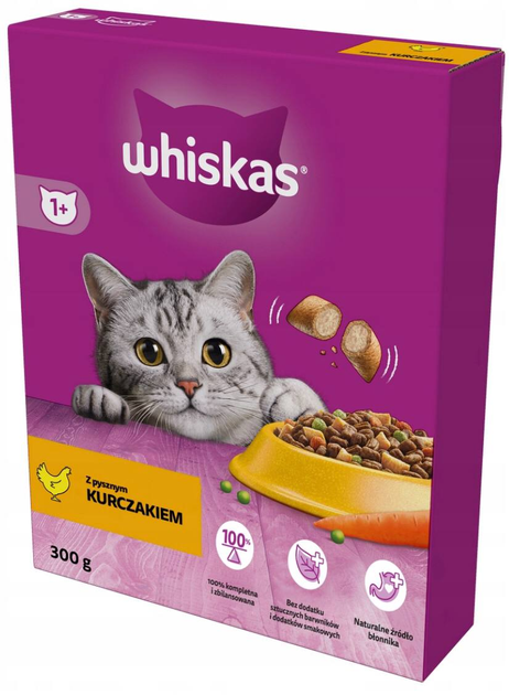 Sucha karma dla kotów Whiskas z kurczakiem 300 g (5900951305757) - obraz 1