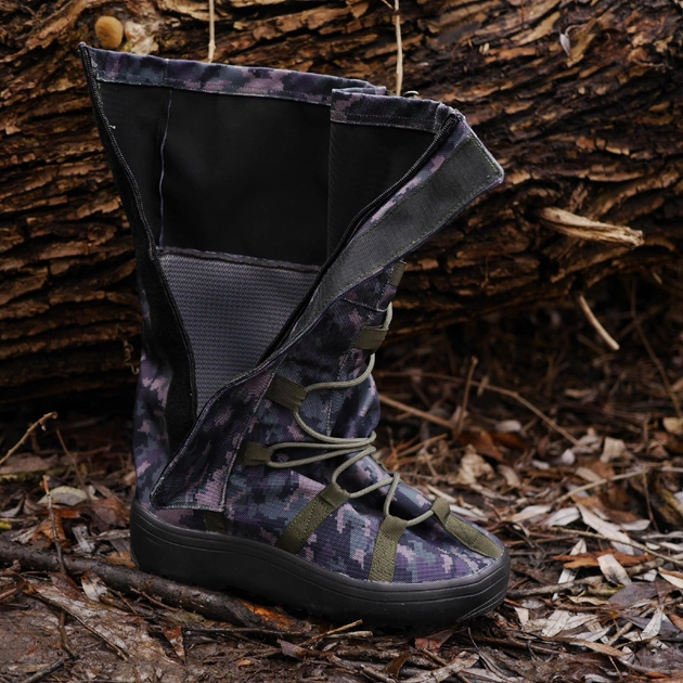 Тактичні водовідштовхувальні військові бахіли гамашіі для взуття від дощу та грязі для захисту на берці Темний піксель L ( 42-45 розмір) - изображение 2