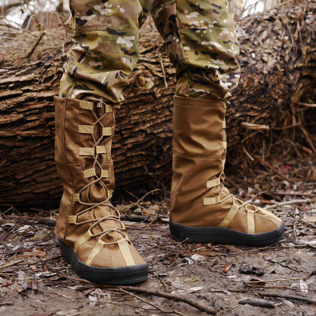 Тактичні водовідштовхувальні військові бахили гамашії для взуття від дощу та грязі для захисту на берці Койот M ( 39-41 розмір) - зображення 2