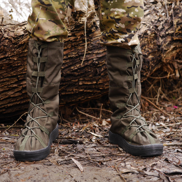 Тактичні водовідштовхувальні військові бахіли гамашіі для взуття від дощу та грязі для захисту на берці Хакі L ( 42-45 розмір) - изображение 1
