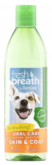Dodatek do wody TropiClean Fresh Breath Plus Skin and Coat pielęgnacja skóry i sierści dla psów 473 ml (645095001558) - obraz 1