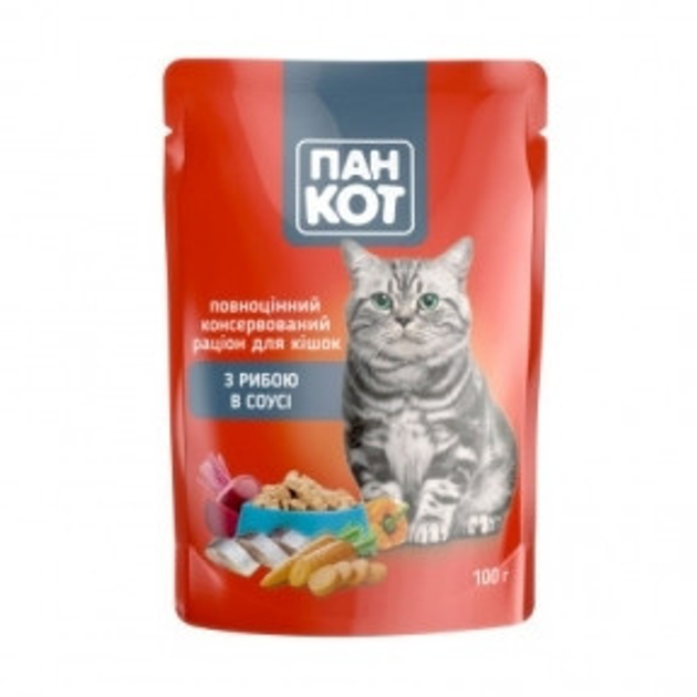 Влажный корм для кошек Пан-кот рыба в соусе 100г от продавца: Uniqzoo ...