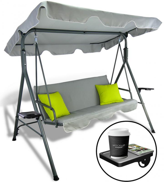 Качели садовые трехместная GardenLine KRE9987 серые 170x110x153 см + 2 ...