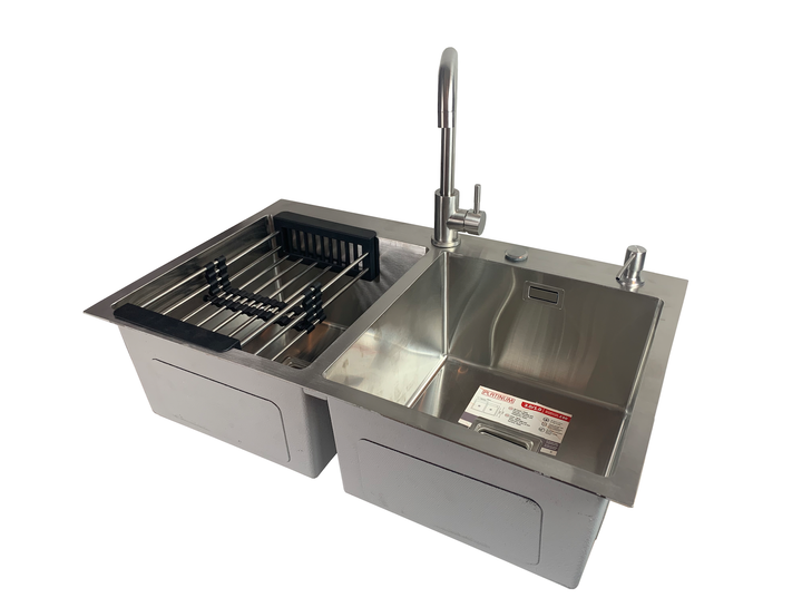 Мойка кухонная Platinum Handmade 78*48 (см), на две чаши (корзина ...