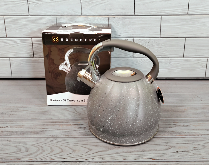 Чайник Edenberg 3л из нержавеющей стали со свистком (EB-1904 Gray) - изображение 2