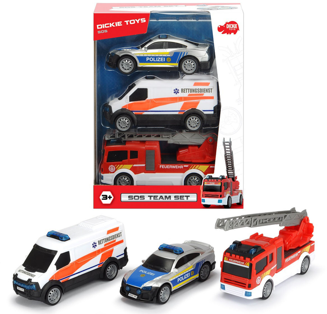 Zestaw pojazdów ratunkowych Dickie Toys SOS Team 3 szt (4006333058493) - obraz 1