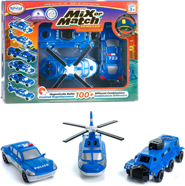 Набір поліцейських транспортних засобів Popular Playthings Mix Or Match Magnetic (755828603161) - зображення 2