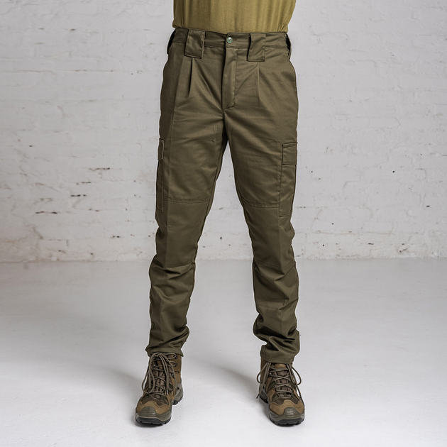 Брюки мужские Горка олива, брюки с усиленными коленями и резинкой под коленом 56 - изображение 1