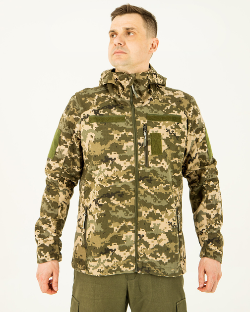 Ветровка Пиксель, куртка летняя мужская камуфляжная с капюшоном, с липучками под шевроны 46 - изображение 1
