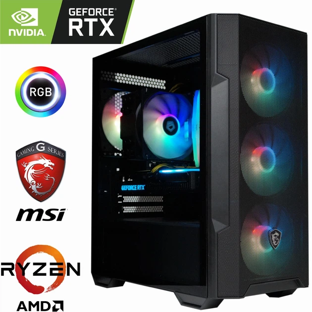 Компьютер MSI Ryzen 5 5500 / RTX 5060 8ГБ / 16ГБ DDR4 / SSD 960ГБ