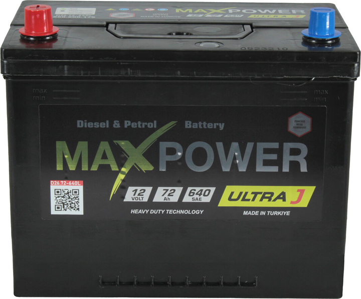АКБ Азия 72-А/Ч (MaxPower) ULTRA J (L+) 640A (261x175x223мм.) TM75A750R ...