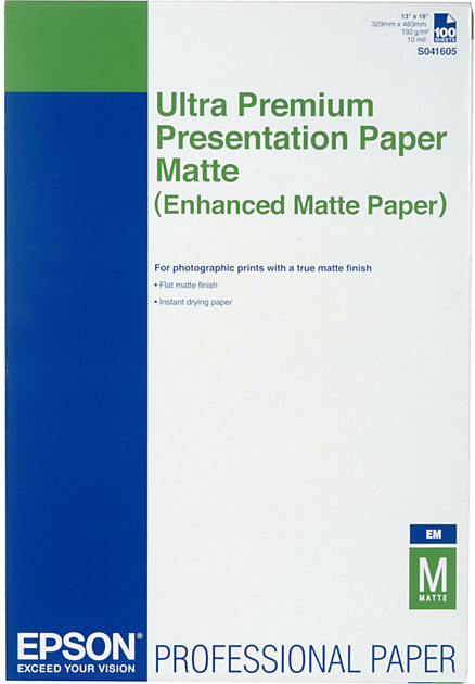 Papier fotograficzny Epson Matte A3 100 arkuszy (C13S041719) - obraz 1