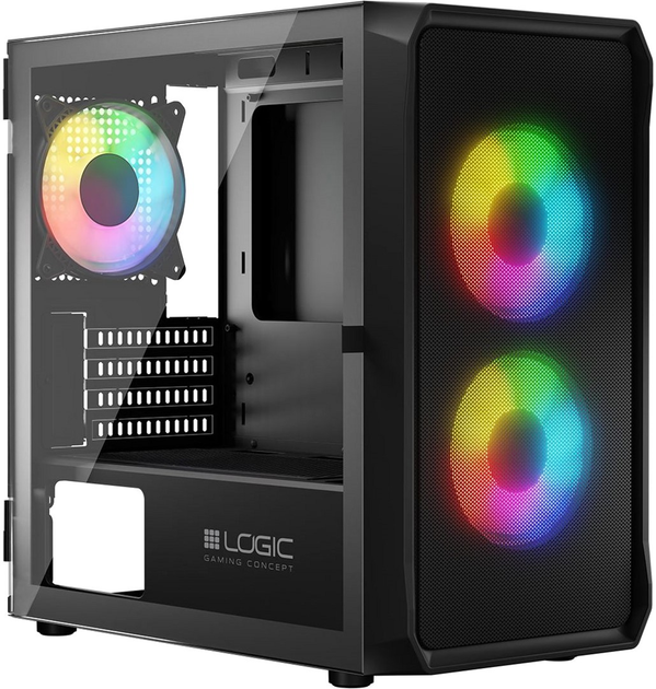 Obudowa Logic Concept Portos Mesh+Glass ARGB fans 3x120 mm Black (AM-PORTOS-10-0000000-0002) - obraz 3