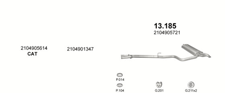 Глушитель Mercedes E270-W210 2.7 CDi 99-03 Polmostrow (13.185) (853185) - изображение 2