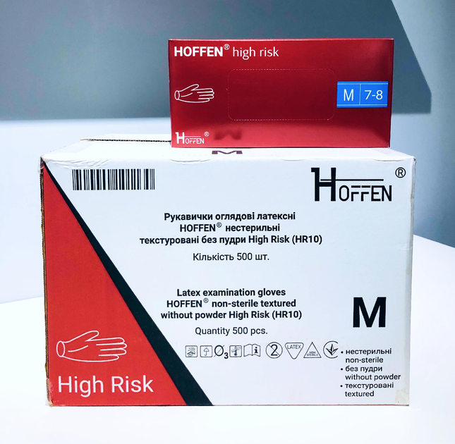 Рукавички латексні Hoffen High Risk 14,5г M 50 шт - изображение 2