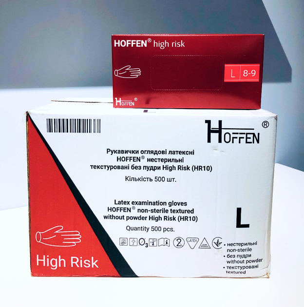 Рукавички латексні Hoffen High Risk 14,5г L 50 шт - изображение 2