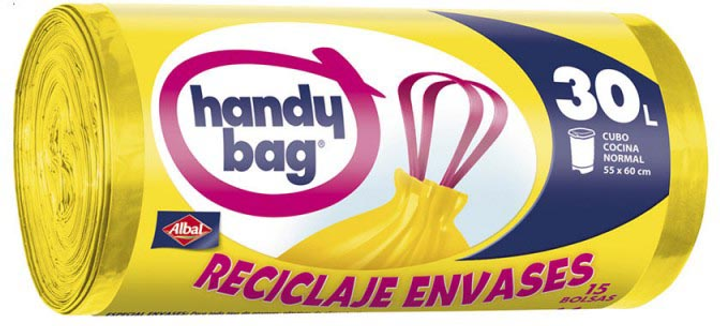 Worki na śmieci Albal Handy Bag Reciclada Amarilla Bolsa Basura 30 l 15 szt (4008871217271) - obraz 1