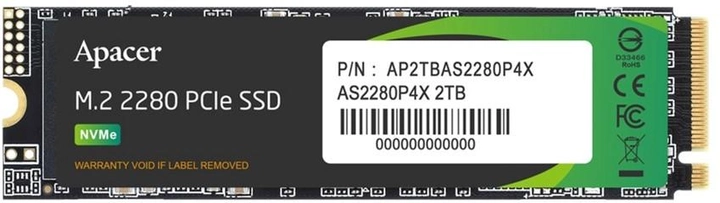 Dysk SSD Apacer AS2280P4X 2TB M.2 2280 NVMe PCIe 4.0 x4 3D NAND (TLC) (AP2TBAS2280P4X-1) - obraz 1