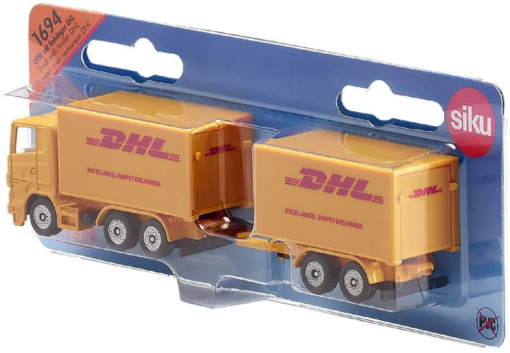 Металева модель вантажівки Siku Truck With Trailer DHL (4006874016945) - зображення 1