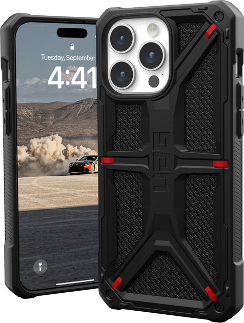 Панель UAG Monarch для Apple iPhone 15 Pro Kevlar Black (840283909351) - зображення 1