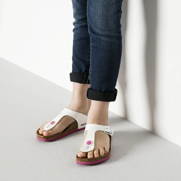 Klapki japonki dziecięce dla dziewczynki Birkenstock GIZEH Kids Birko-Flor Narrow 33 Biały/Fioletowy (4052001218287) - obraz 2