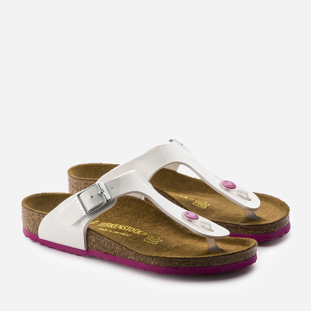 Klapki japonki dziecięce dla dziewczynki Birkenstock GIZEH Kids Birko-Flor Narrow 33 Białe/Bordowe (4052001218287) - obraz 3