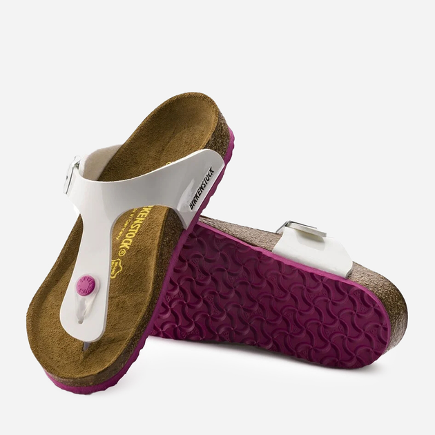 Klapki japonki dziecięce dla dziewczynki Birkenstock GIZEH Kids Birko-Flor Narrow 33 Białe/Bordowe (4052001218287) - obraz 4
