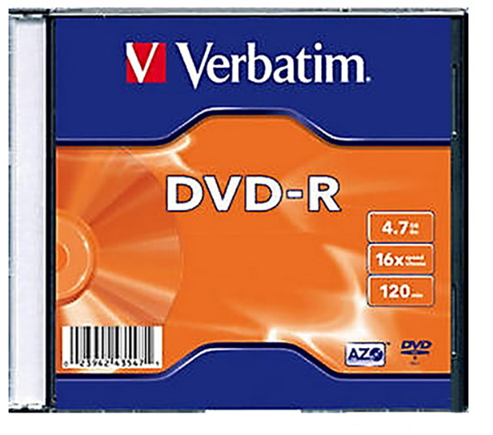 DVD-R Verbatim 4.7 GB 16x Slim 1 шт (23942435471) - зображення 1