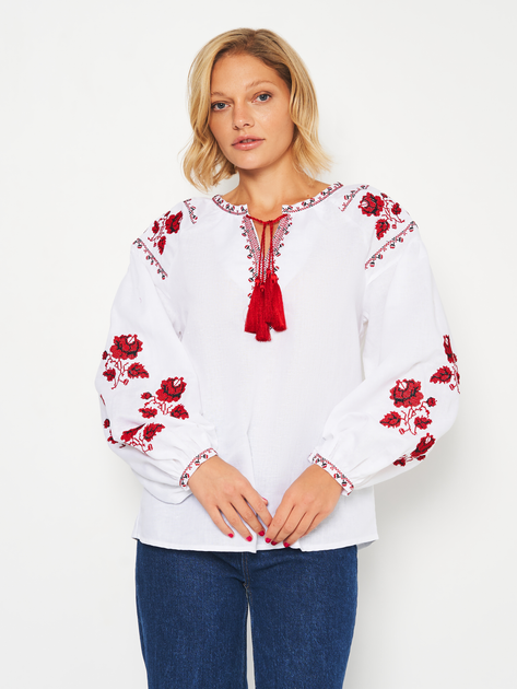 Вышиванка женская с узором NARODNYY BUTIK Троянда 1022.1 54 Белая (NB2000000319278) - изображение 1